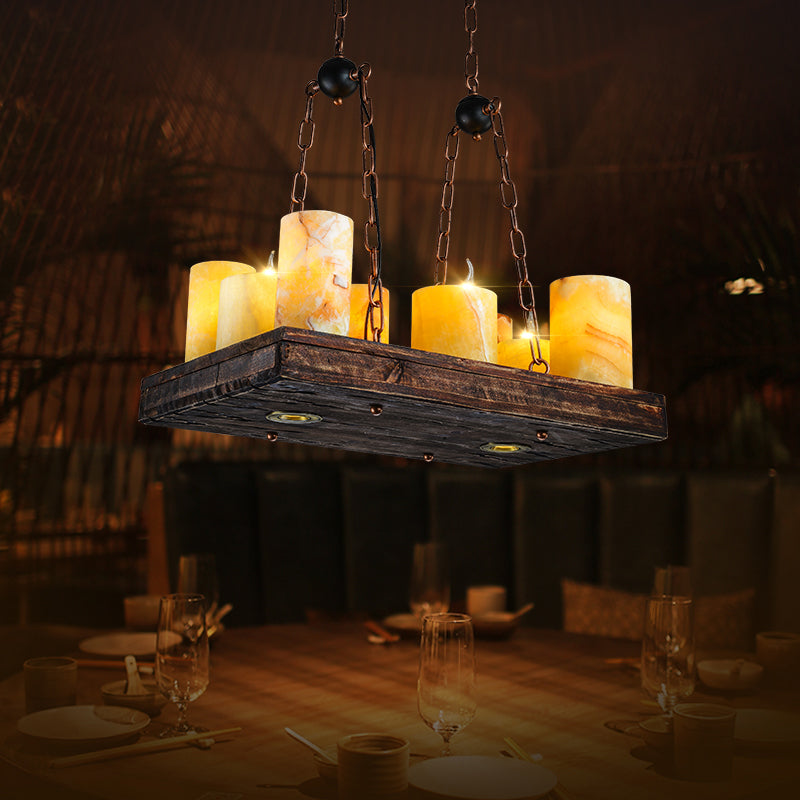 Vintage Wood Beam Candle Chandelier, 8 to 16 Lights
