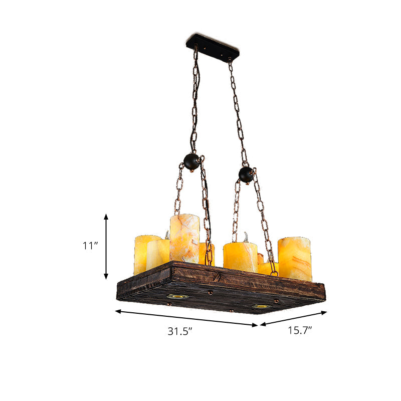 Vintage Wood Beam Candle Chandelier, 8 to 16 Lights
