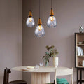 Vintage Teardrop Glass Pendant Light with Wood Fitting