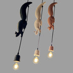 Art Deco Squirrel Pendant Light with Pine Cone Holder