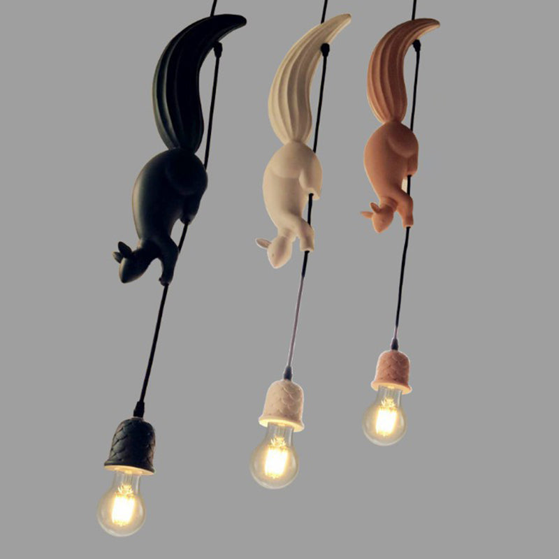 Art Deco Squirrel Pendant Light with Pine Cone Holder