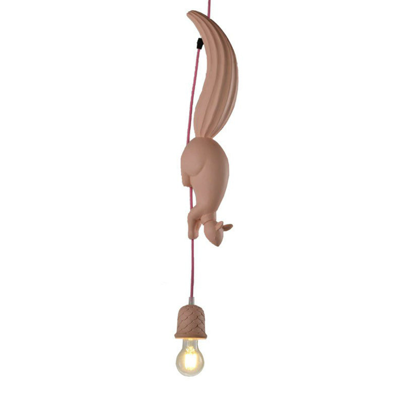 Art Deco Squirrel Pendant Light with Pine Cone Holder