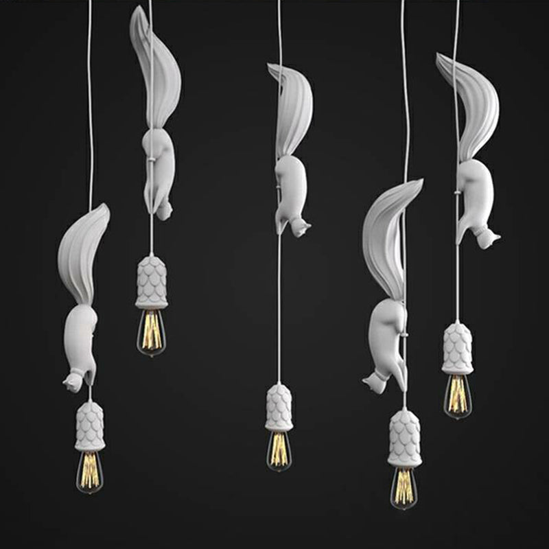 Art Deco Squirrel Pendant Light with Pine Cone Holder