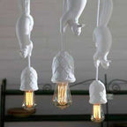 Art Deco Squirrel Pendant Light with Pine Cone Holder