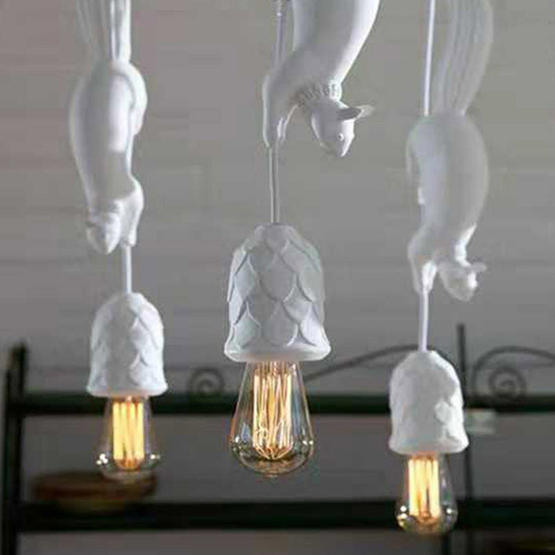 Art Deco Squirrel Pendant Light with Pine Cone Holder