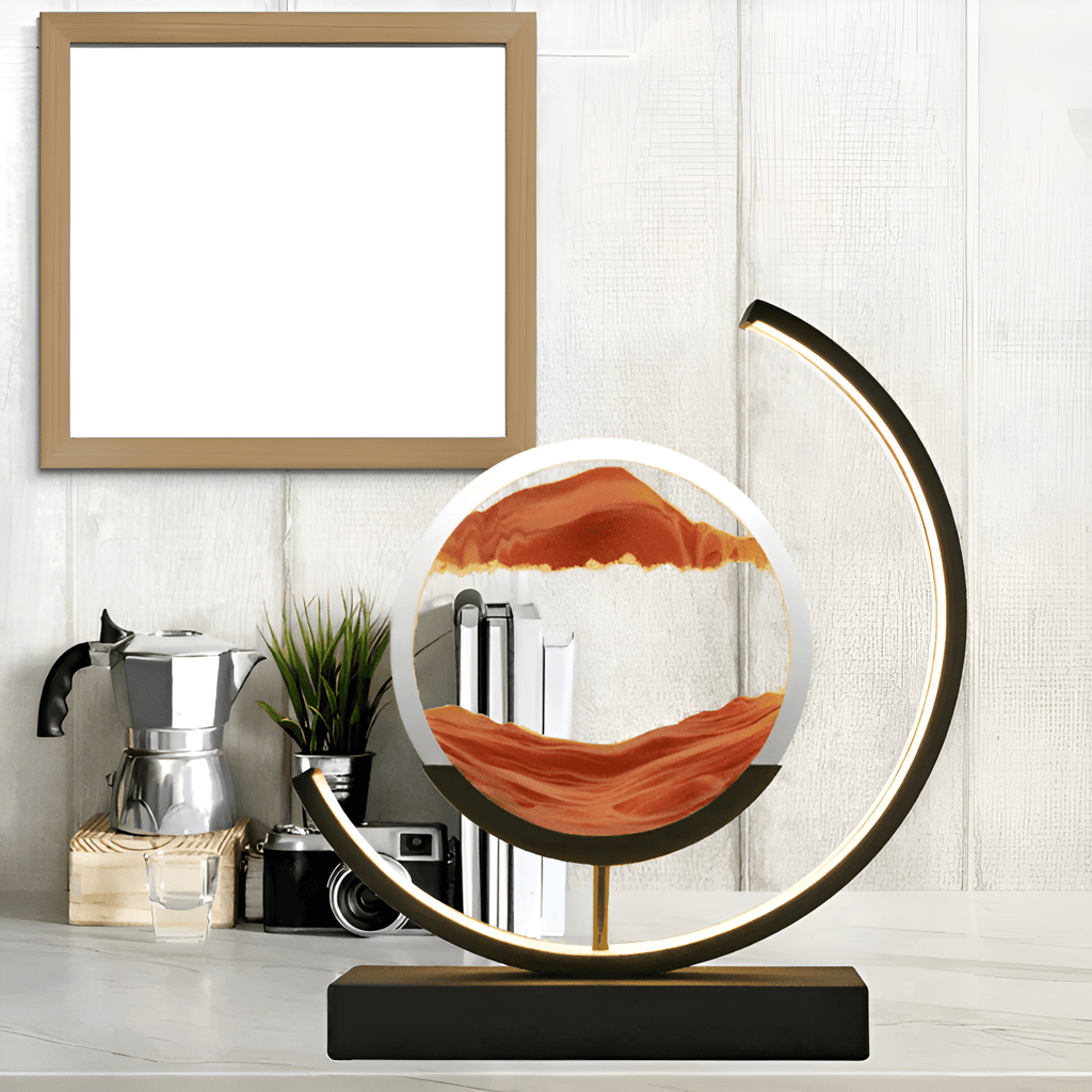 LED Sand Art Table Lamp, Dimmable with Remote Control