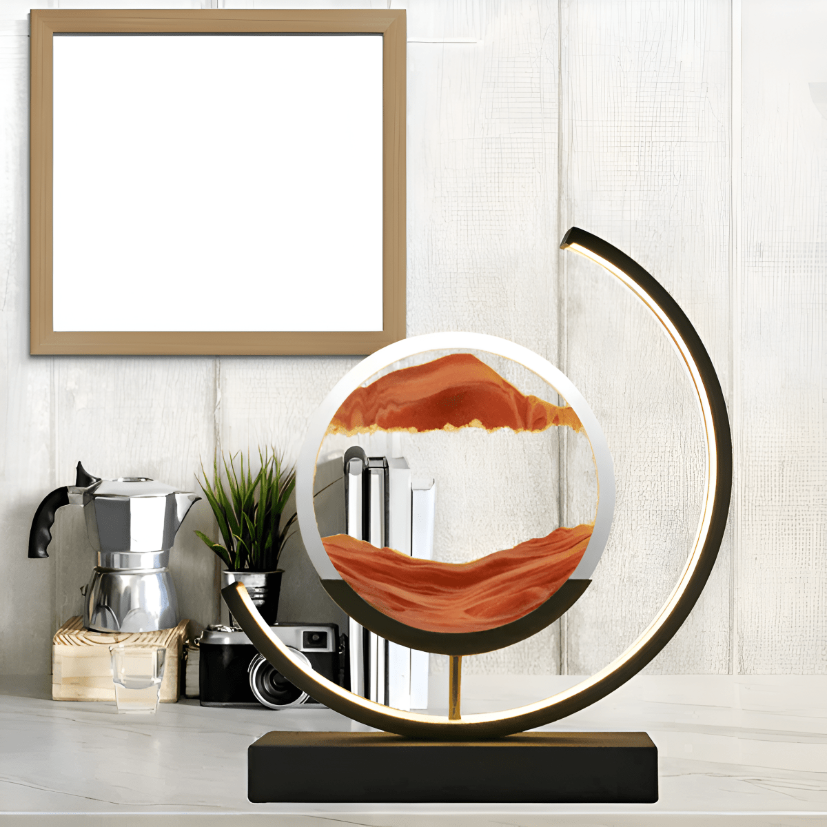 LED Sand Art Table Lamp, Dimmable with Remote Control