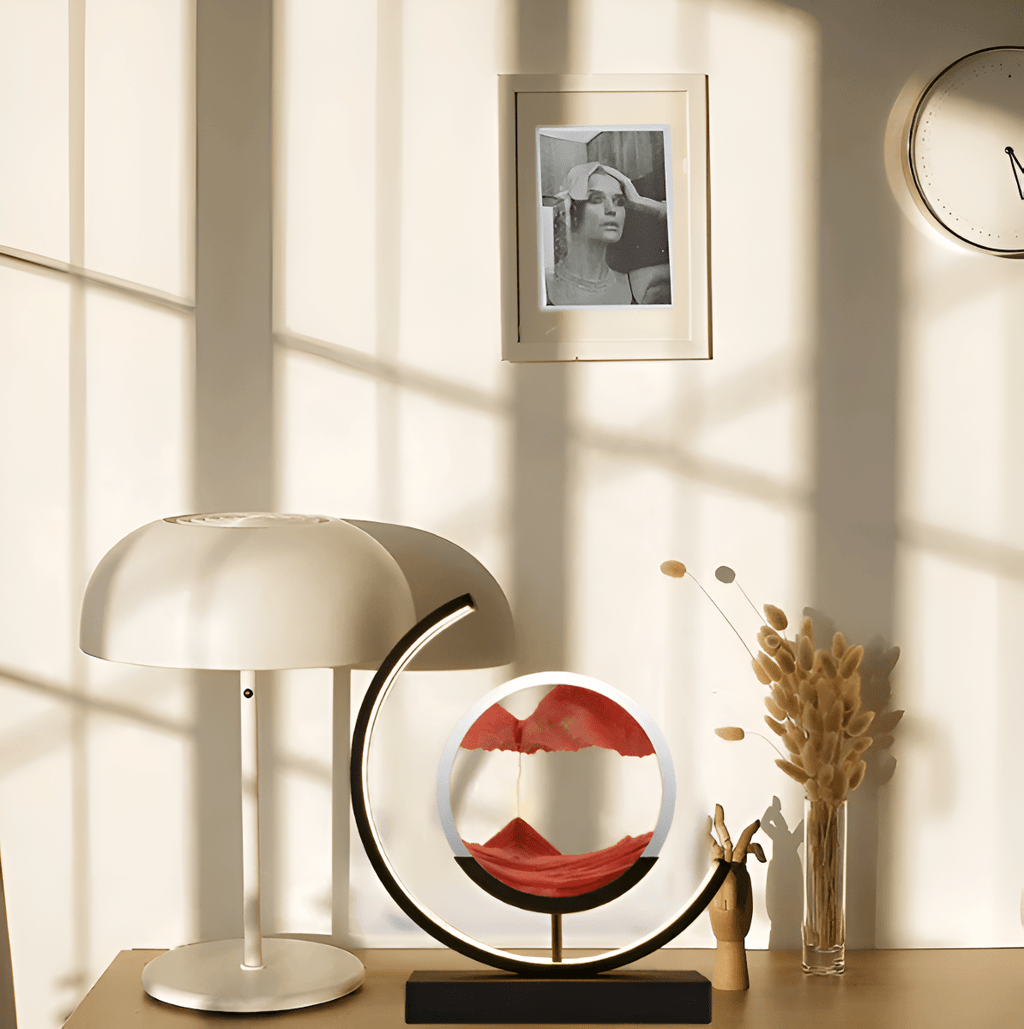 LED Sand Art Table Lamp, Dimmable with Remote Control