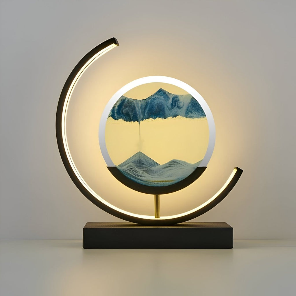LED Sand Art Table Lamp, Dimmable with Remote Control