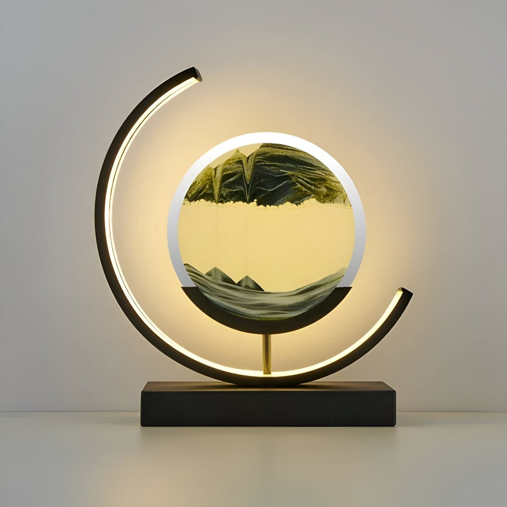 LED Sand Art Table Lamp, Dimmable with Remote Control