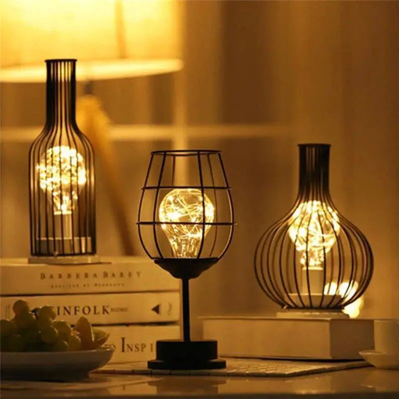 Bottle-Shaped LED Table Lamp in Black Acrylic, 29.5cm, 3000K