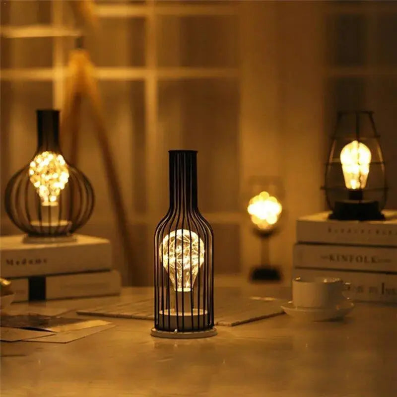 Bottle-Shaped LED Table Lamp in Black Acrylic, 29.5cm, 3000K