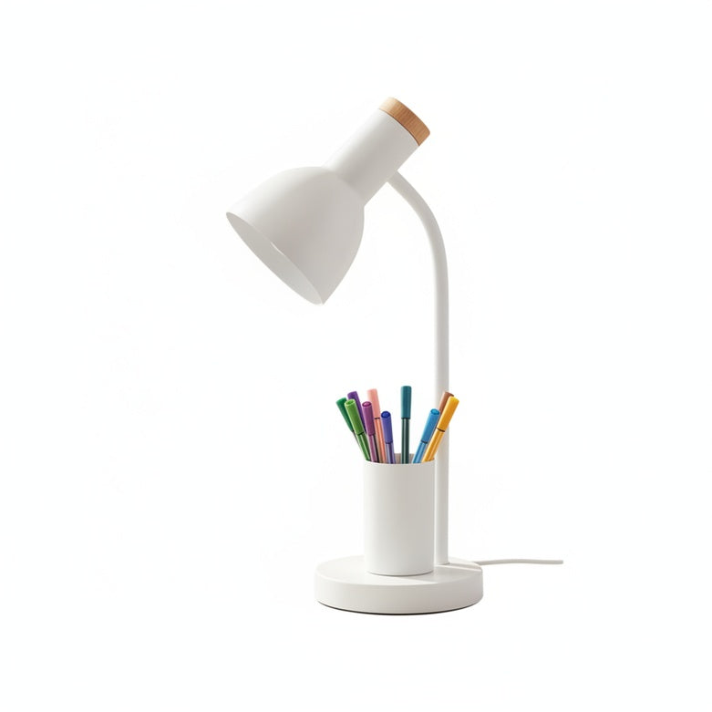 Scandinavian Desk Lamp with Pen Holder and Flexible Neck