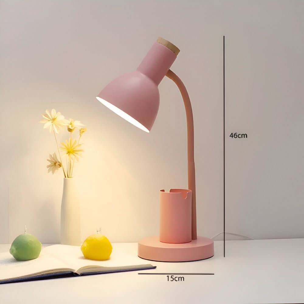Scandinavian Desk Lamp with Pen Holder and Flexible Neck