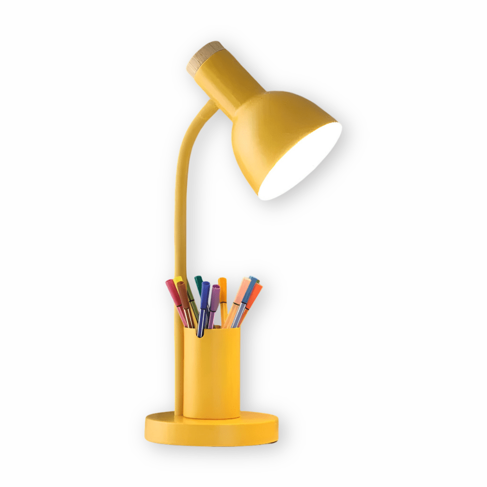 Scandinavian Desk Lamp with Pen Holder and Flexible Neck