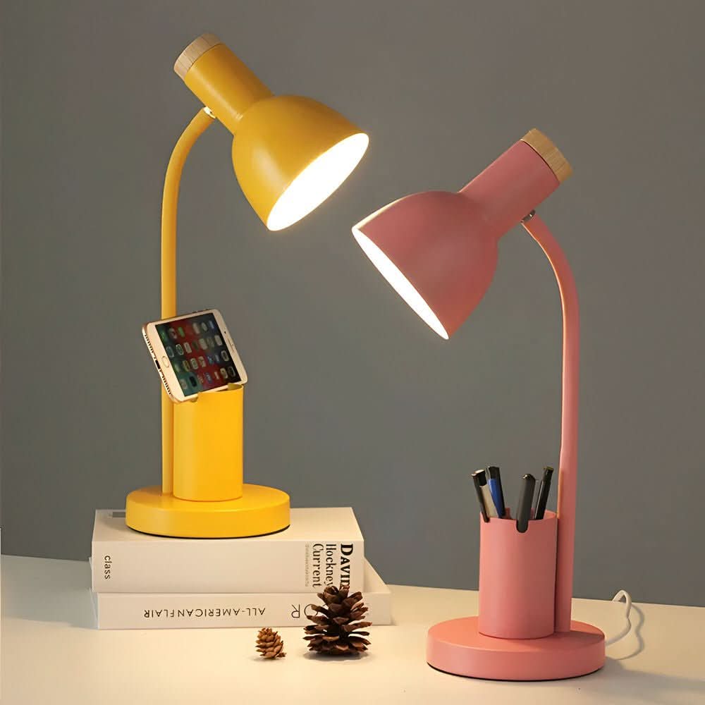 Scandinavian Desk Lamp with Pen Holder and Flexible Neck