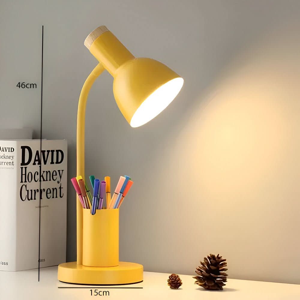 Scandinavian Desk Lamp with Pen Holder and Flexible Neck