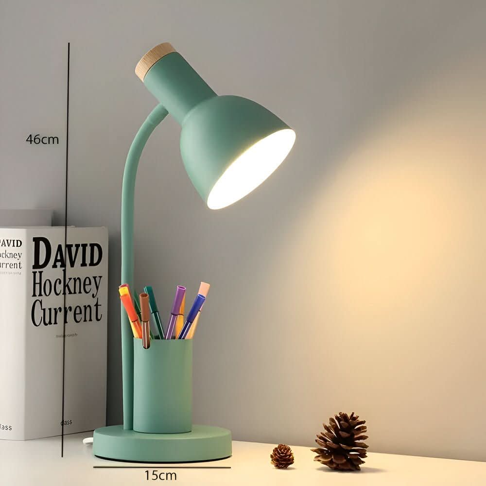 Scandinavian Desk Lamp with Pen Holder and Flexible Neck