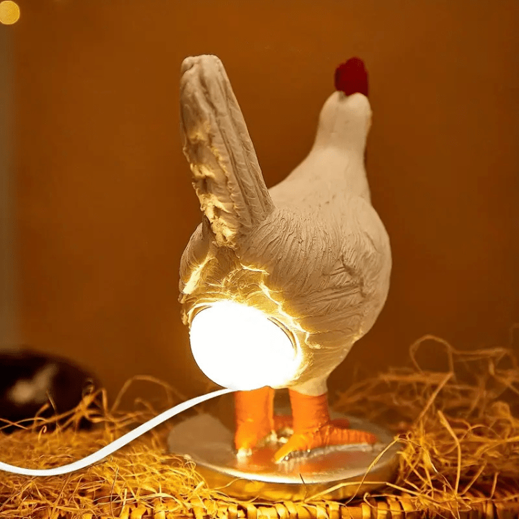 Rustic Hen Table Lamp with Built In LED Light
