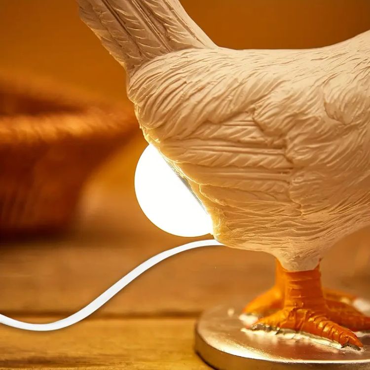 Rustic Hen Table Lamp with Built In LED Light