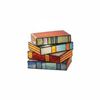 Stained Glass Book Stack Table Lamp, Vintage Accent Light