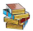 Stained Glass Book Stack Table Lamp, Vintage Accent Light
