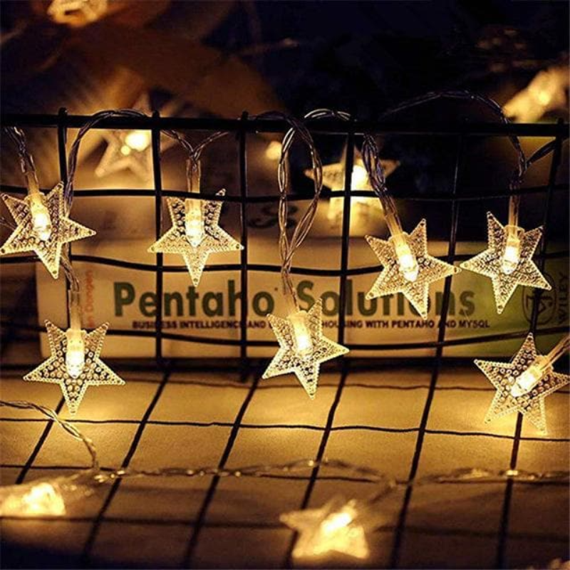 LED Fairy Light String with Ball, Star and Flower Shapes