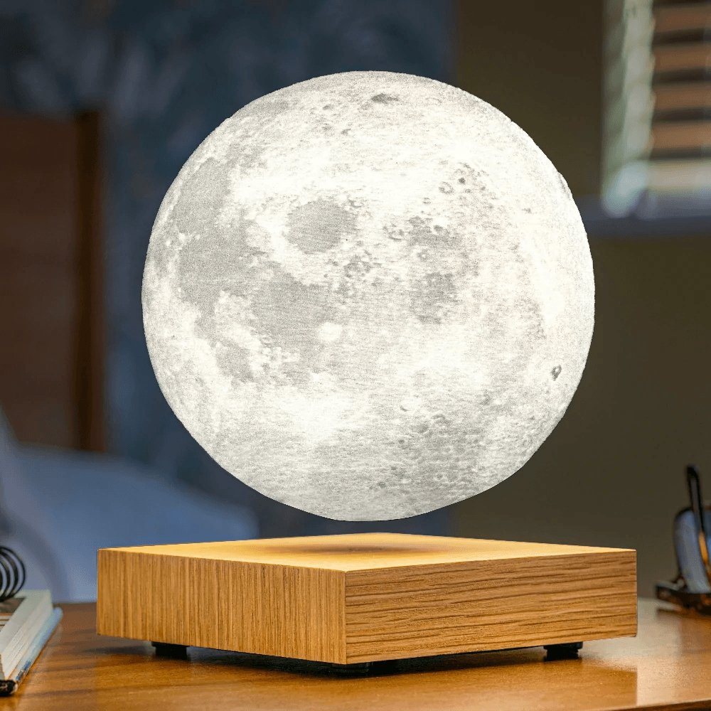 Levitating Moon Lamp with 3D-Printed Surface, 15 cm