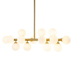 16-Globe Linear Chandelier in Opal Glass and Metal, 90cm