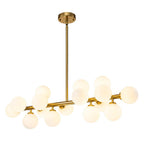 16-Globe Linear Chandelier in Opal Glass and Metal, 90cm