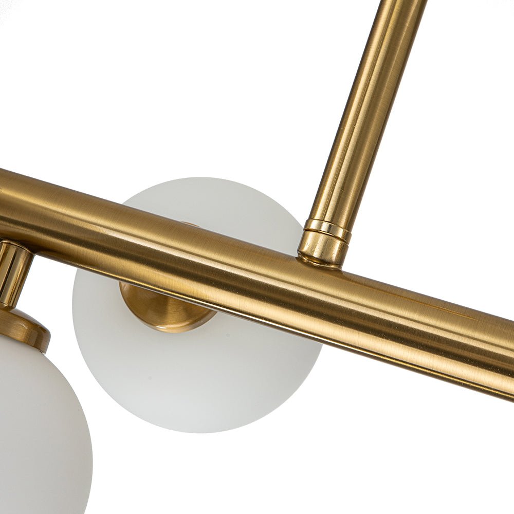 16-Globe Linear Chandelier in Opal Glass and Metal, 90cm