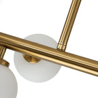 16-Globe Linear Chandelier in Opal Glass and Metal, 90cm