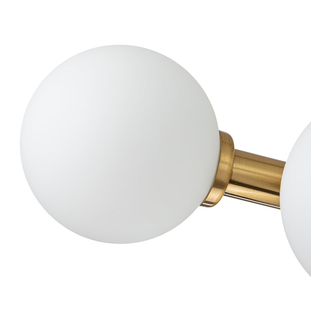 16-Globe Linear Chandelier in Opal Glass and Metal, 90cm