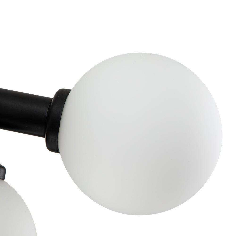 16-Globe Linear Chandelier in Opal Glass and Metal, 90cm