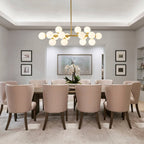 16-Globe Linear Chandelier in Opal Glass and Metal, 90cm