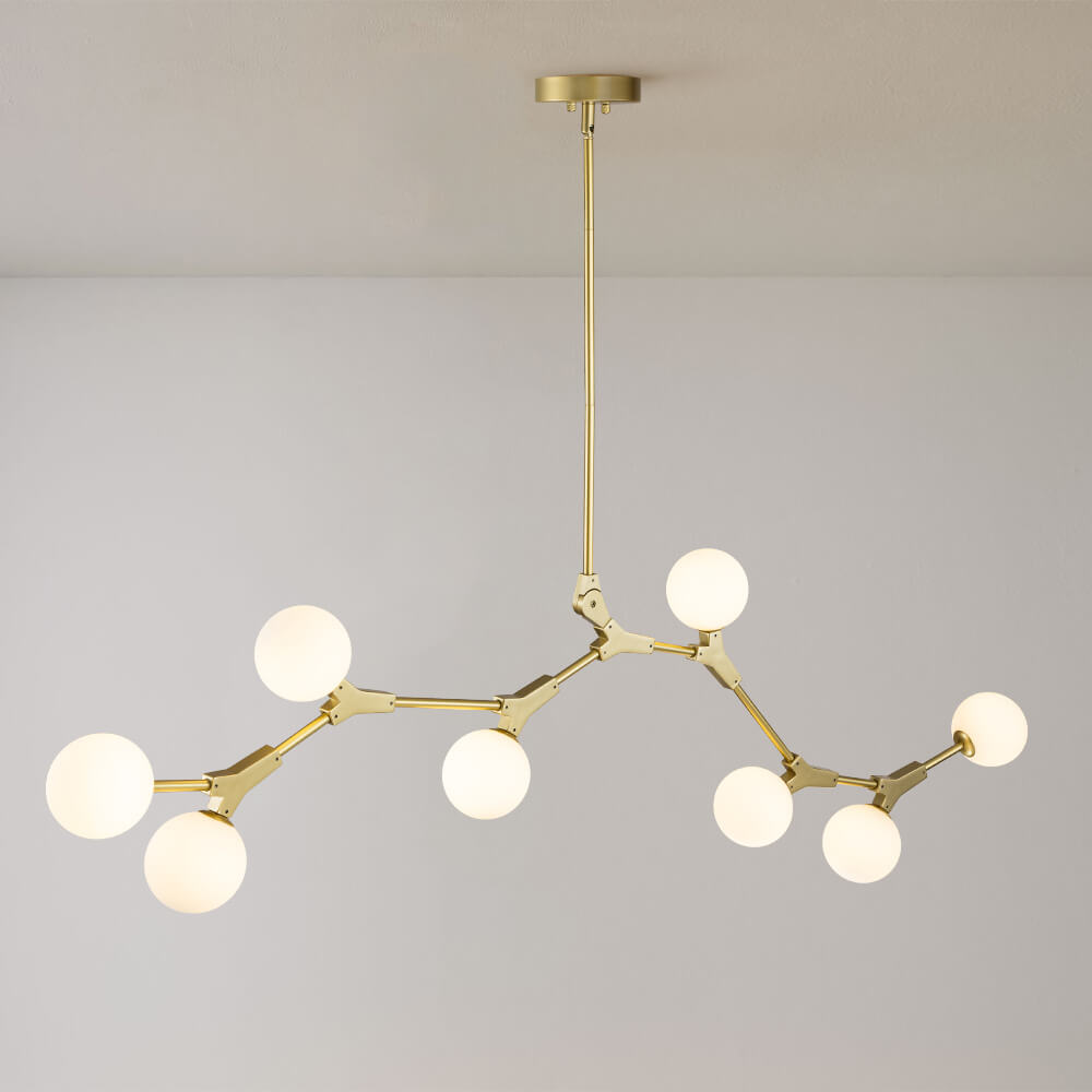 Linear 8-Light Glass Globe Chandelier, 140 cm, G9