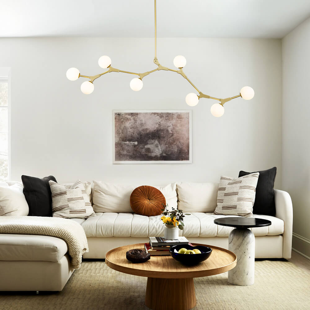 Linear 8-Light Glass Globe Chandelier, 140 cm, G9