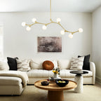 Linear 8-Light Glass Globe Chandelier, 140 cm, G9