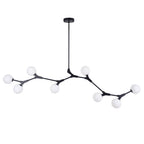 Linear 8-Light Glass Globe Chandelier, 140 cm, G9