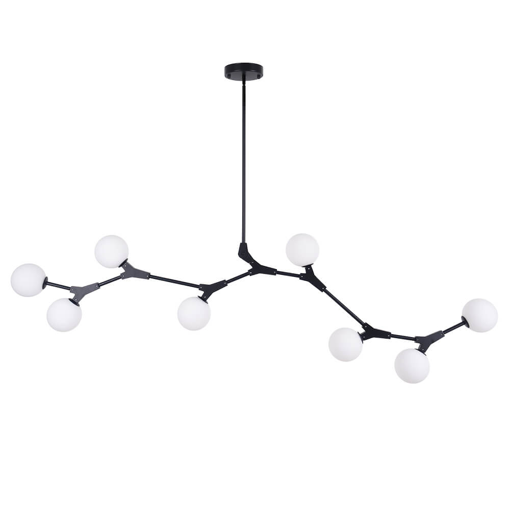 Linear 8-Light Glass Globe Chandelier, 140 cm, G9