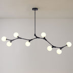 Linear 8-Light Glass Globe Chandelier, 140 cm, G9