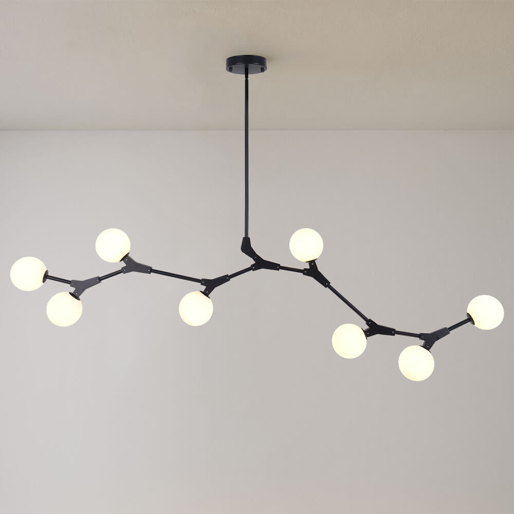 Linear 8-Light Glass Globe Chandelier, 140 cm, G9