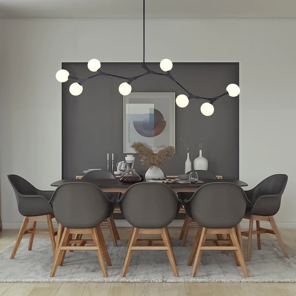 Linear 8-Light Glass Globe Chandelier, 140 cm, G9