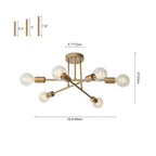 6-Light Sputnik Semi-Flush Chandelier, Gold Effect, 48 cm