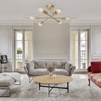 6-Light Sputnik Semi-Flush Chandelier, Gold Effect, 48 cm