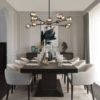 15-Light Glass Globe Pendant 112cm, Brass or Black Finish