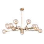 15-Light Glass Globe Pendant 112cm, Brass or Black Finish