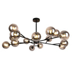 15-Light Glass Globe Pendant 112cm, Brass or Black Finish