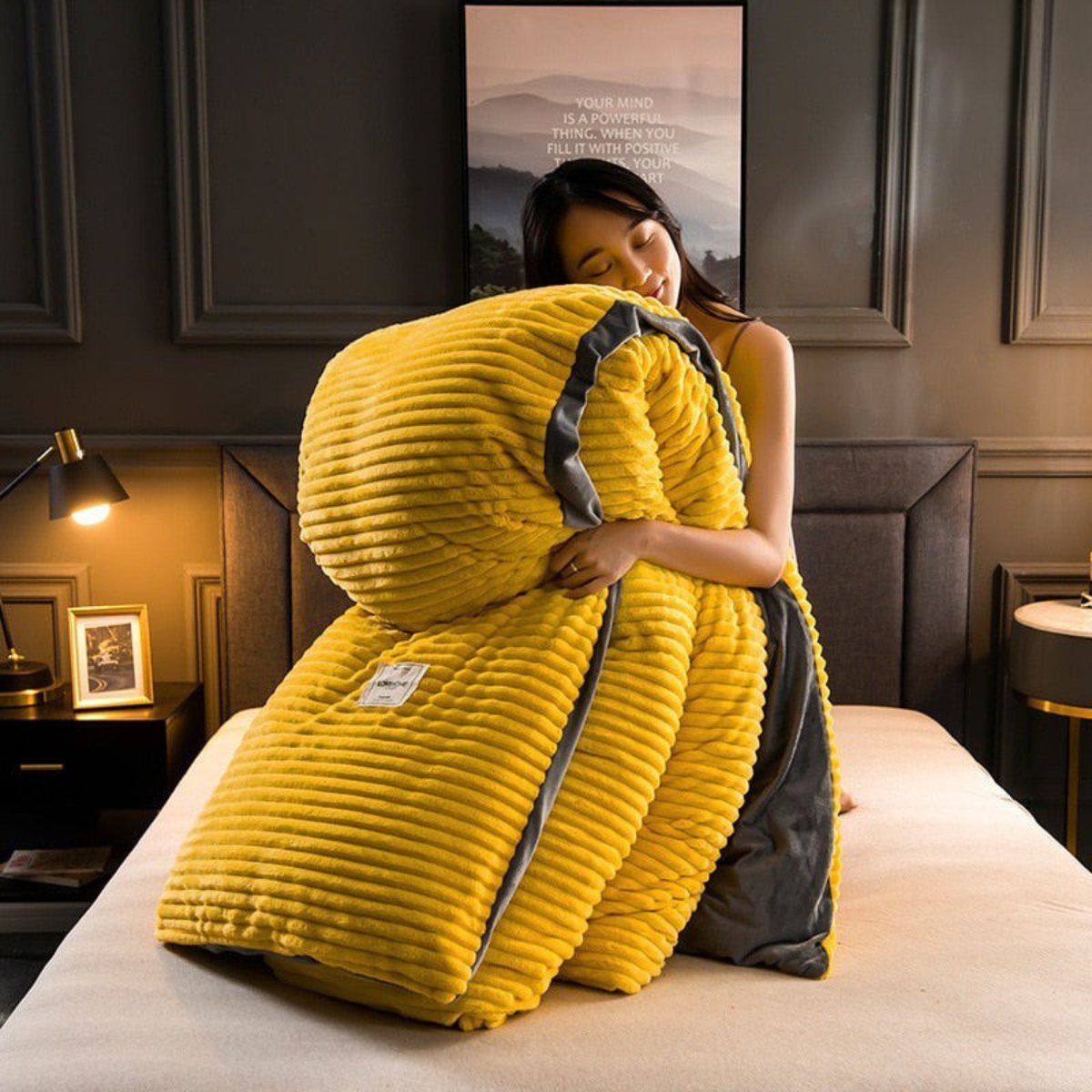Double-Sided Fleece Duvet Set with Pillowcase, Velvet Feel