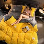 Double-Sided Fleece Duvet Set with Pillowcase, Velvet Feel
